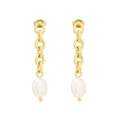 By Jolima - Stålörhängen Palma chain ear gold