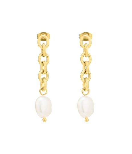 By Jolima - Stålörhängen Palma chain ear gold