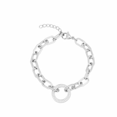By Jolima- Stålarmband Palermo crystal brace silver