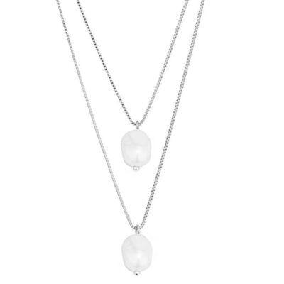 By Jolima - Stålhalsband Palma double chain neck silver