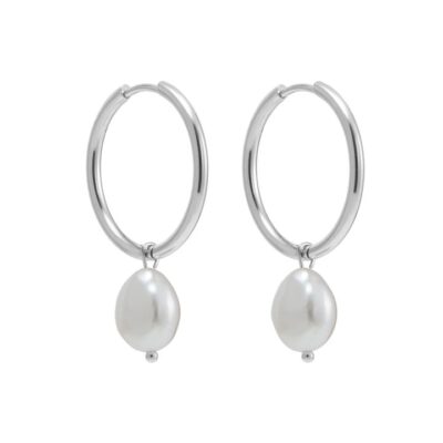 By Jolima - Stålörring Sienna pearl 20mm silver