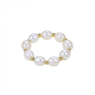 Bud to Rose- Pearl elastic ring guld/stål