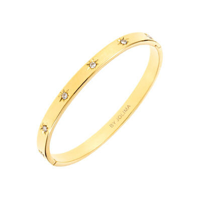 By Jolima- Stålarmring crystal star guld/stål