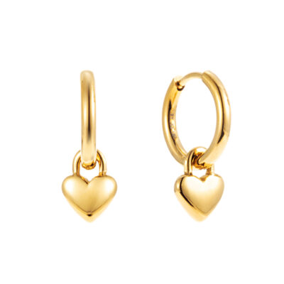 By Jolima - Stålörhänge Heart locker huggie stål/guld