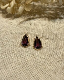 18K Vintage - Örhängen droppformade med sten