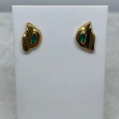 18K Vintage - Örhängen med grön sten