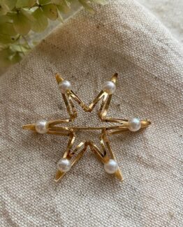 18K Vintage - Brosch med pärlor