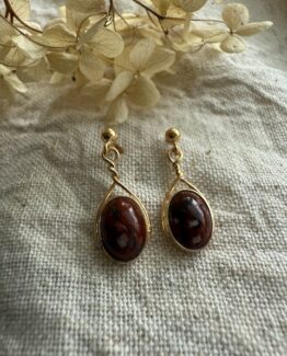 18K Vintage - Örhänge Agat