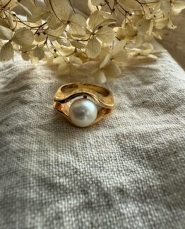 18K Vintage - Ring med pärla