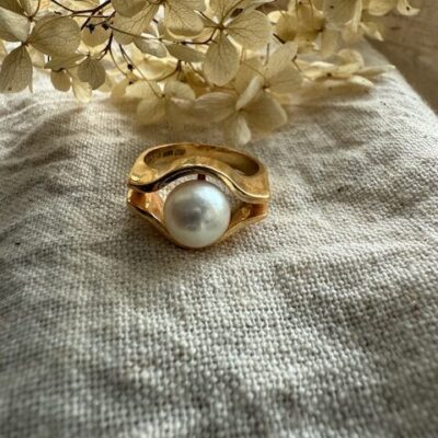 18K Vintage - Ring med pärla