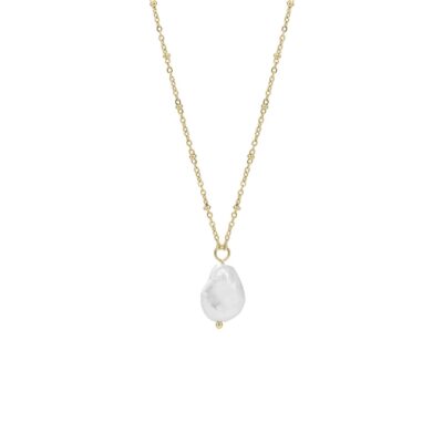By Jolima - Stålhalsband Naxos pearl pendant stål/guld