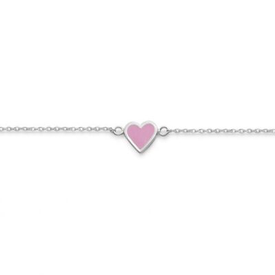 Silverarmband- rosa hjärta