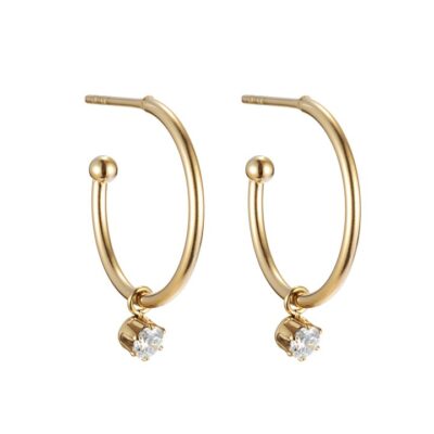 By Jolima - Stålörhänge Crystal hoop stål/guld