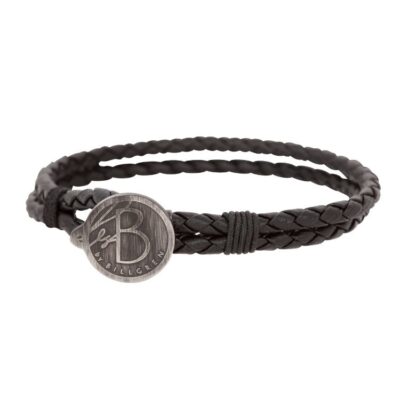 By Billgren- Dubbelt läderarmband med knapp brunt/svart