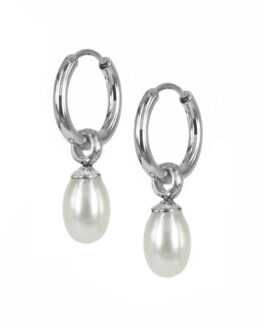 astrid&agnes - Stålörhängen Palma Hoops stål/guld