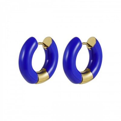 Bud to Rose - Stålörhänge Huggie chunky hoop black/blue