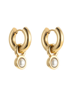 By Jolima - Stålörhänge Globe hoop pearl guld/silver