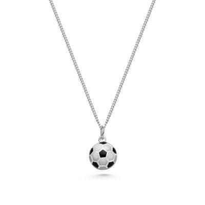 Silverhalsband- Fotboll med emalj