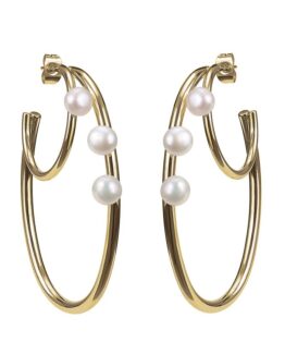 astrid&agnes - Stålörhängen Palma double hoops stål/guld