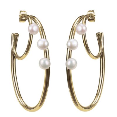 astrid&agnes - Stålörhängen Palma double hoops stål/guld