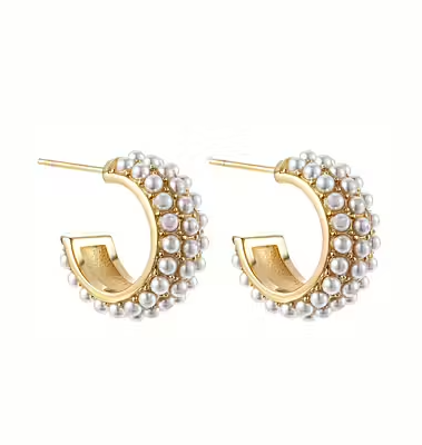 By Jolima - Stålörhänge Multi pearl hoop