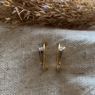 18K Vintage - Örhängen rött och vitt guld
