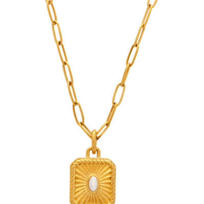 Sintridou - Stålhalsband milky white gemstone