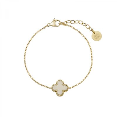 Bud to Rose- Stålarmband Clover Ivory/Black