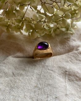 18K Vintage - Ring i rött guld med ametist