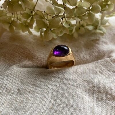 18K Vintage - Ring i rött guld med ametist