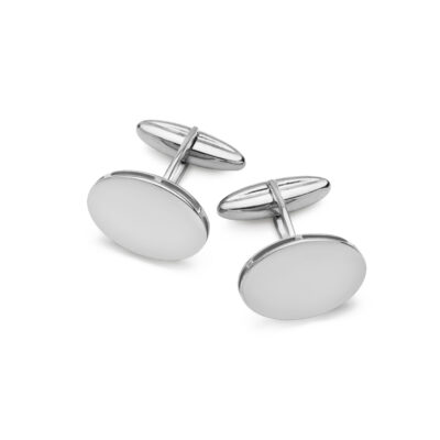 Manschettknappar Silver - Oval med kant