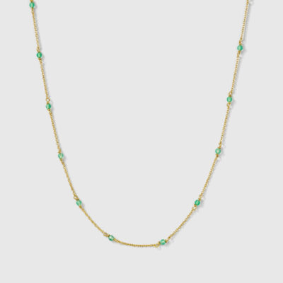 Syster P- Silverhalsband Santa Monica grön onyx silver/guldpläterat