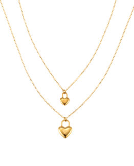 By Jolima - Halsband Heart locker guld/stål