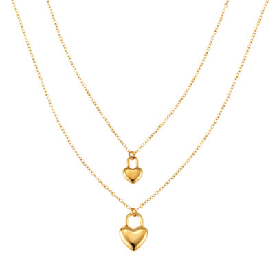 By Jolima - Halsband Heart locker guld/stål
