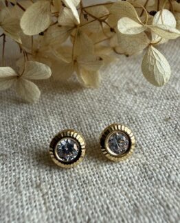 18K Vintage - Örhängen vit sten