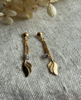 18K Vintage - Örhängen med vit sten