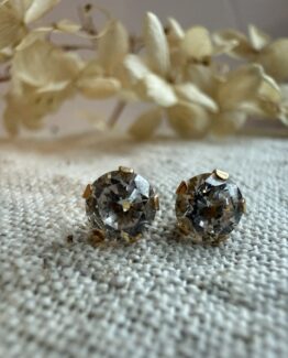 18K Vintage - Örhängen med vit sten
