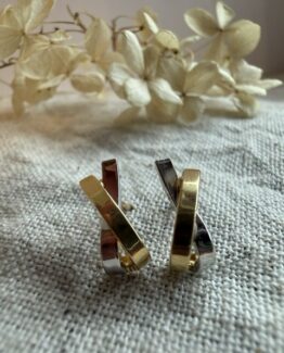 18K Vintage - Örhängen rött och vitt guld