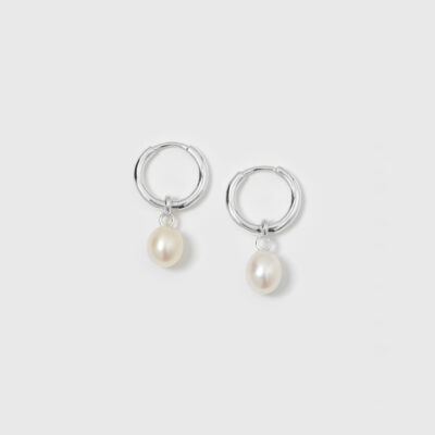 Syster P- Örhängen Treasure Pearl hoop silver/guldpläterat