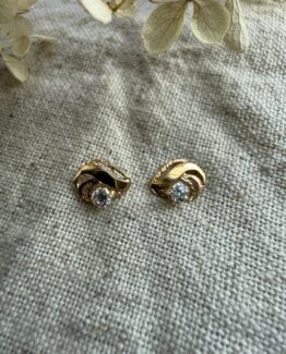 18K Vintage - Örhänge med vit sten