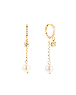 By Jolima - Örhängen Pearl and crystal huggie