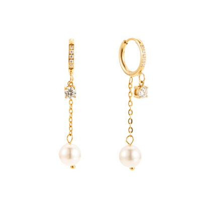 By Jolima - Örhängen Pearl and crystal huggie