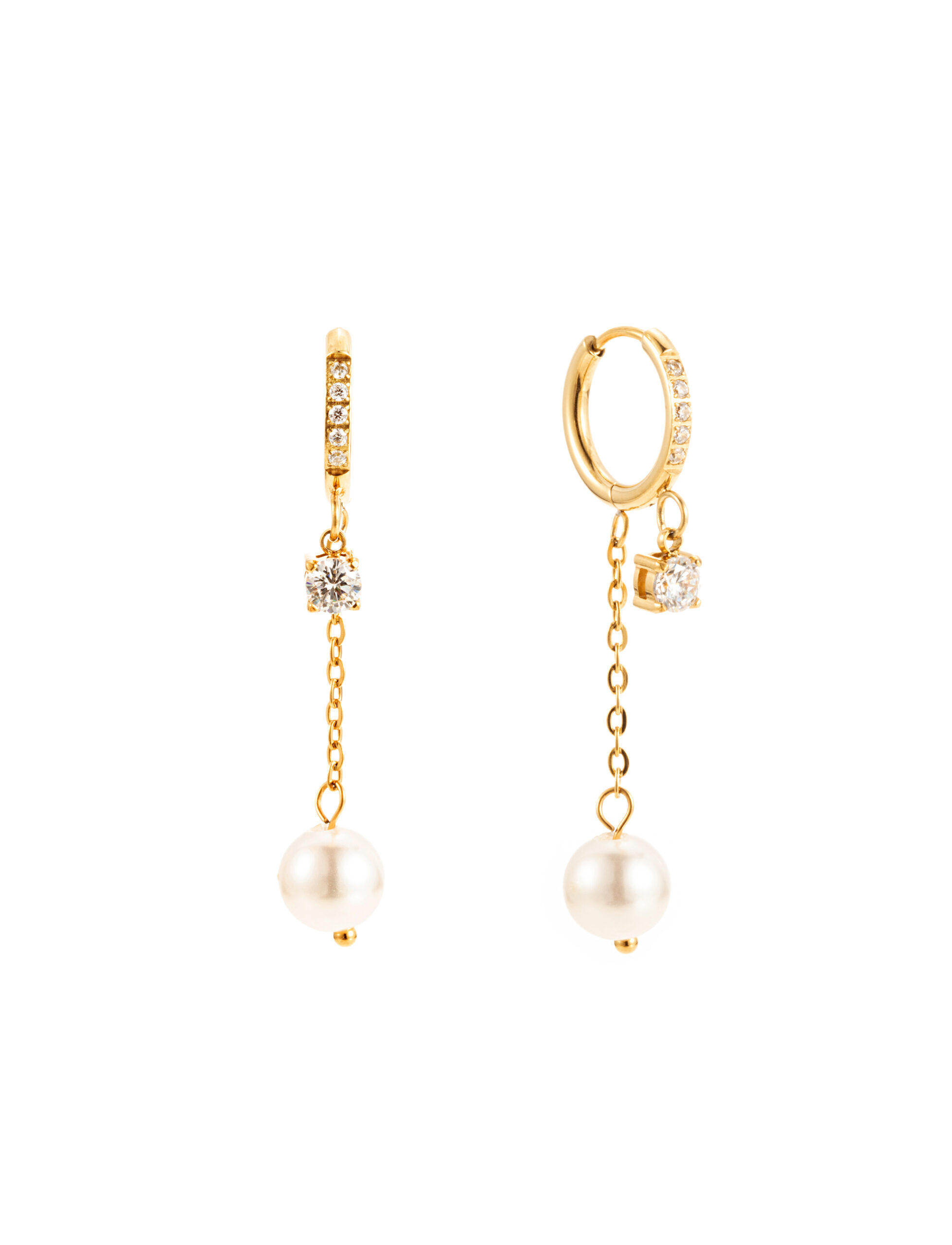 By Jolima - Örhängen Pearl and crystal huggie