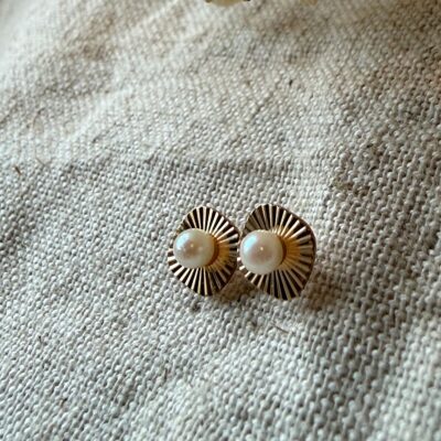 18K Vintage - Örhängen med pärlor