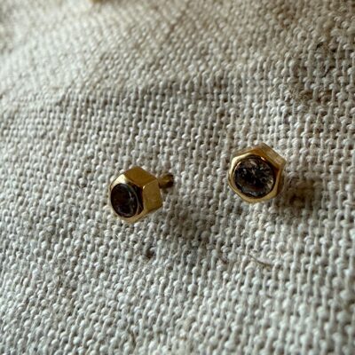18K Vintage - Örhängen liten vit sten