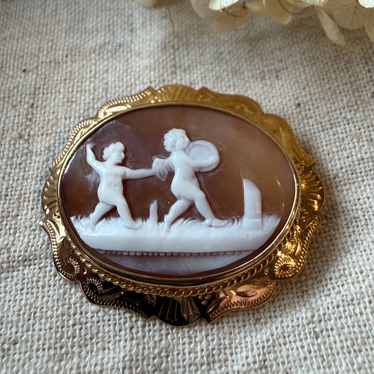 18K Vintage - Brosch Camé