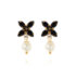 Star Pearl Earrings Pearl+Jet Gold